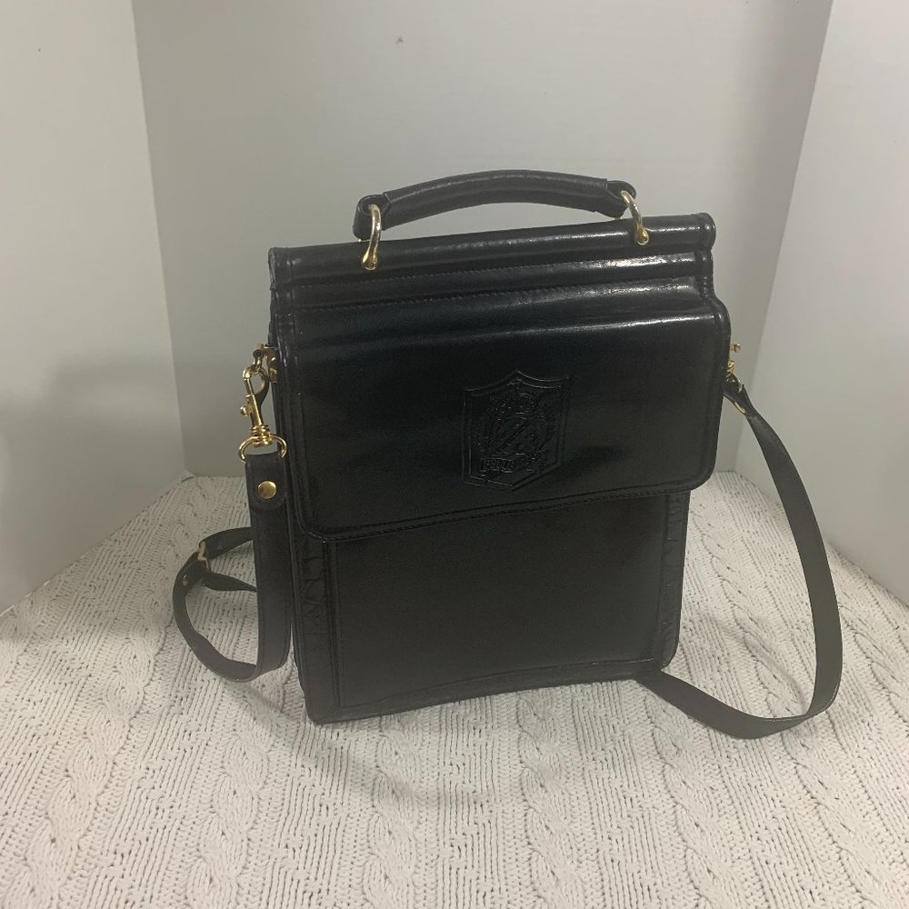 BELLE ROSE BLACK LEATHER CROSSBODY PURSE